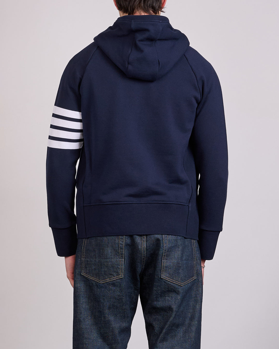 Thom Browne Classic Loopback 4 Bar Zip Hoodie Navy