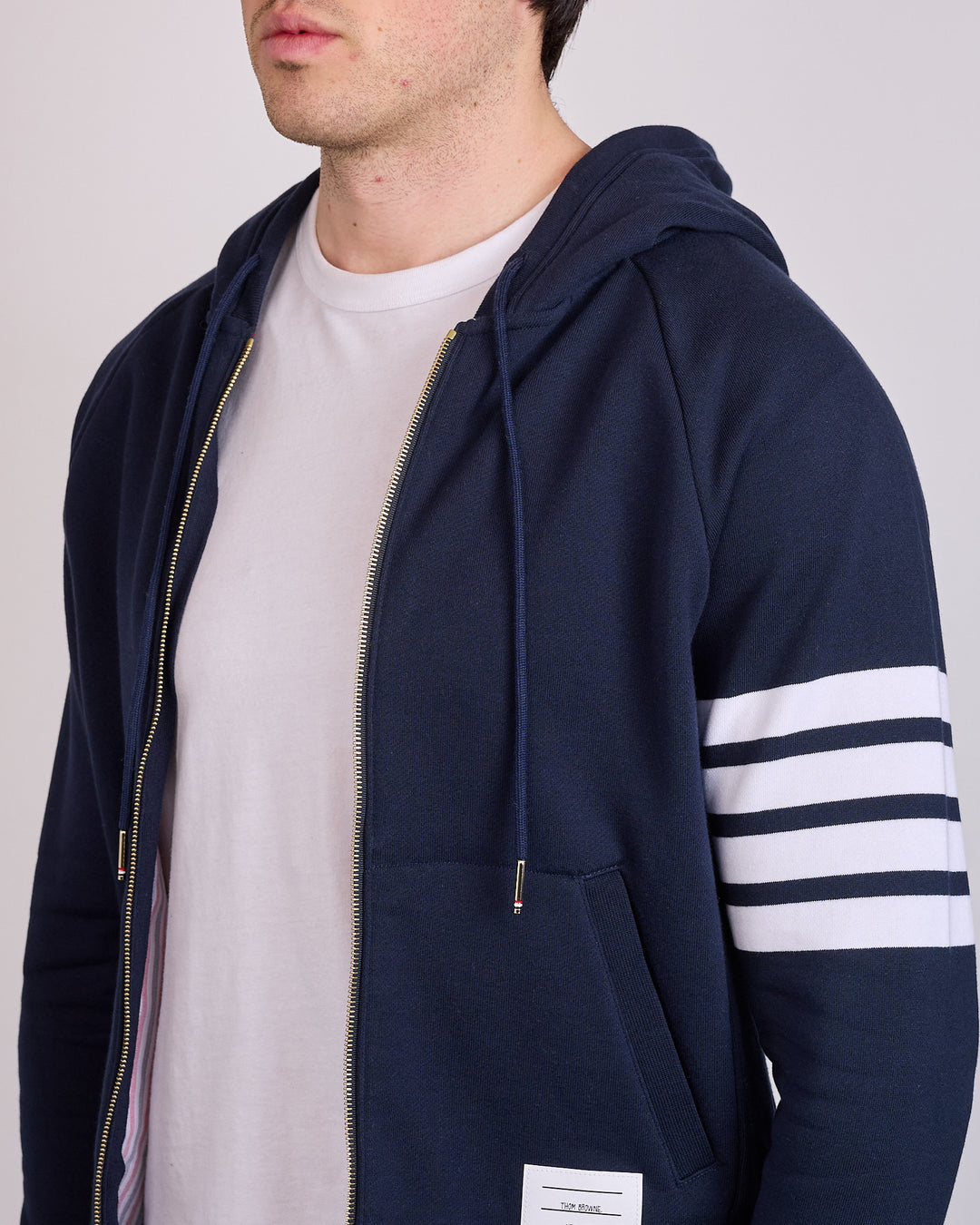 Thom Browne Classic Loopback 4 Bar Zip Hoodie Navy