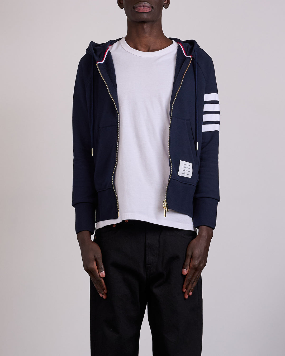 Thom Browne Classic Loopback 4 Bar Zip Hoodie Navy