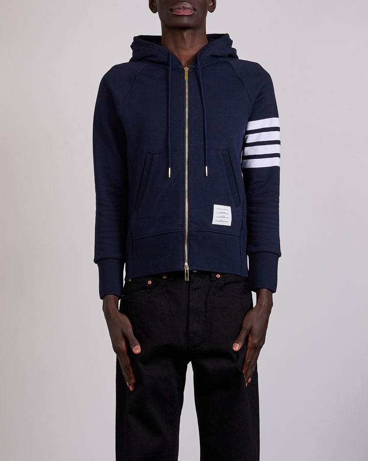 Thom Browne Classic Loopback 4 Bar Zip Hoodie Navy