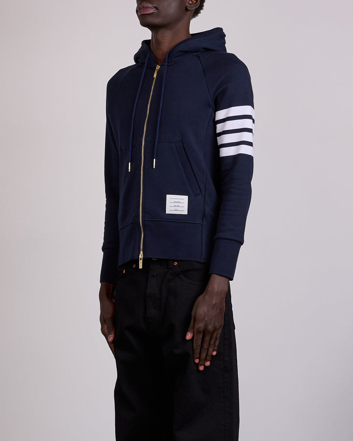 Thom Browne Classic Loopback 4 Bar Zip Hoodie Navy