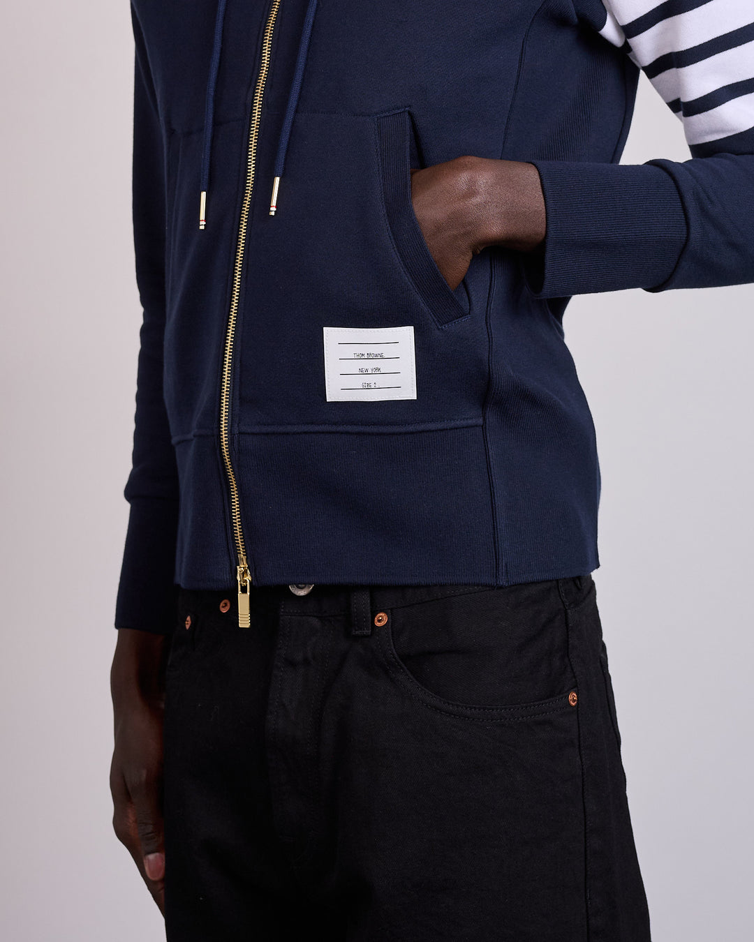 Thom Browne Classic Loopback 4 Bar Zip Hoodie Navy