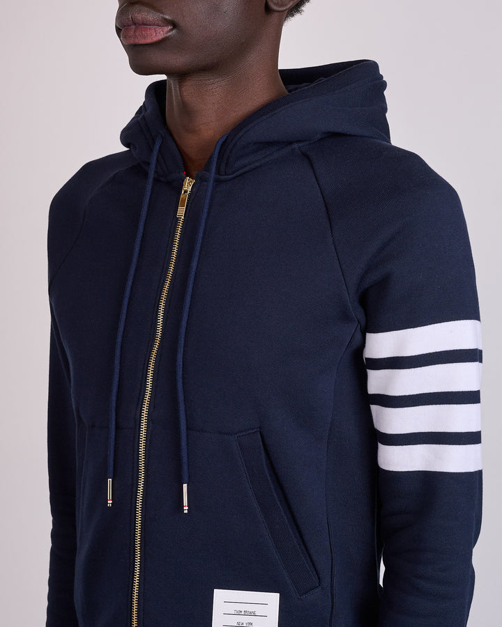 Thom Browne Classic Loopback 4 Bar Zip Hoodie Navy