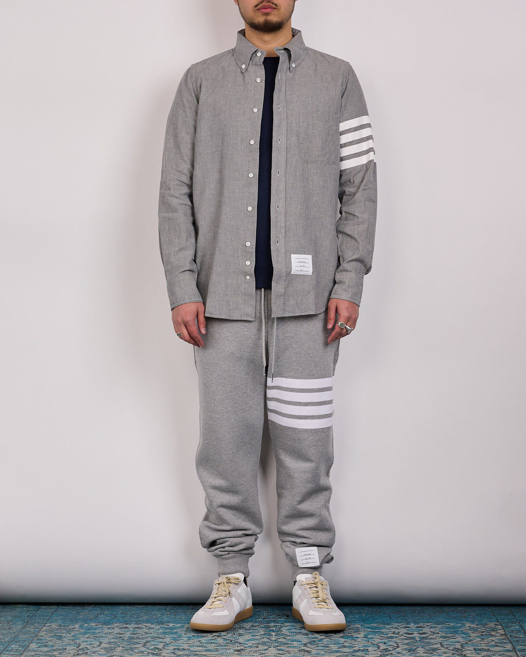 Thom Browne Classic Straight Fit 4 Bar Button Shirt Chambray Med Grey