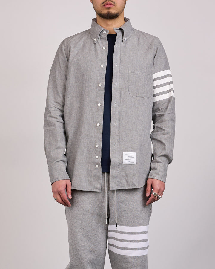 Thom Browne Classic Straight Fit 4 Bar Button Shirt Chambray Med Grey