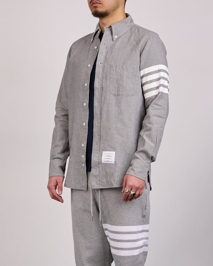 Thom Browne Classic Straight Fit 4 Bar Button Shirt Chambray Med Grey