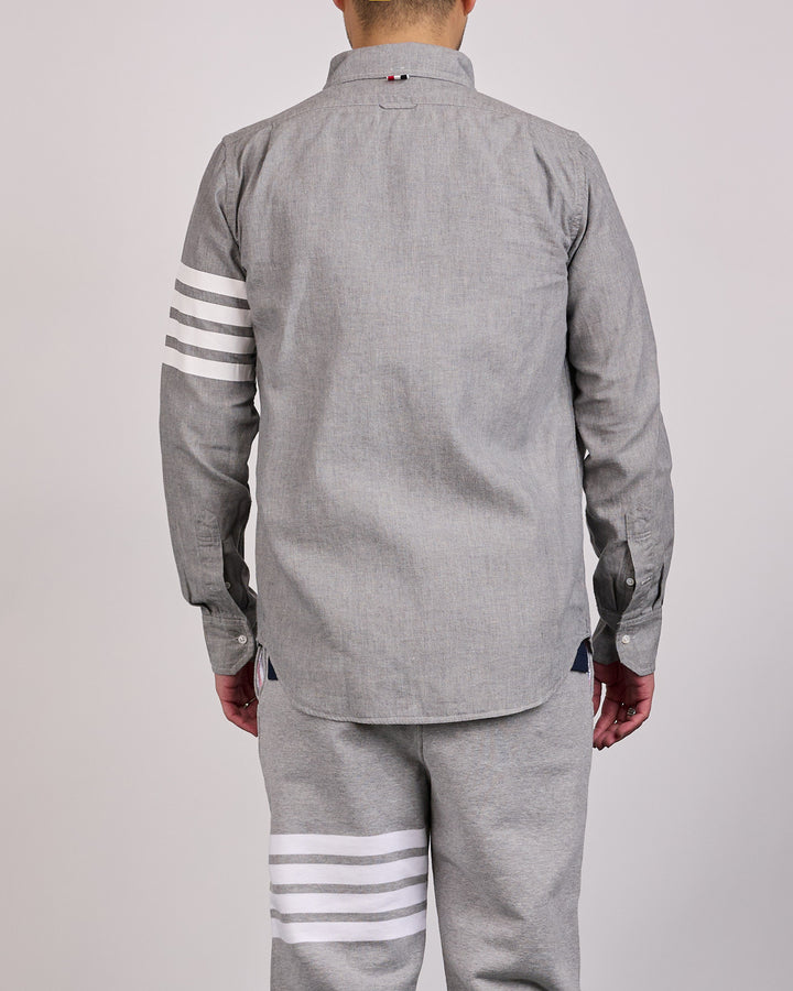 Thom Browne Classic Straight Fit 4 Bar Button Shirt Chambray Med Grey