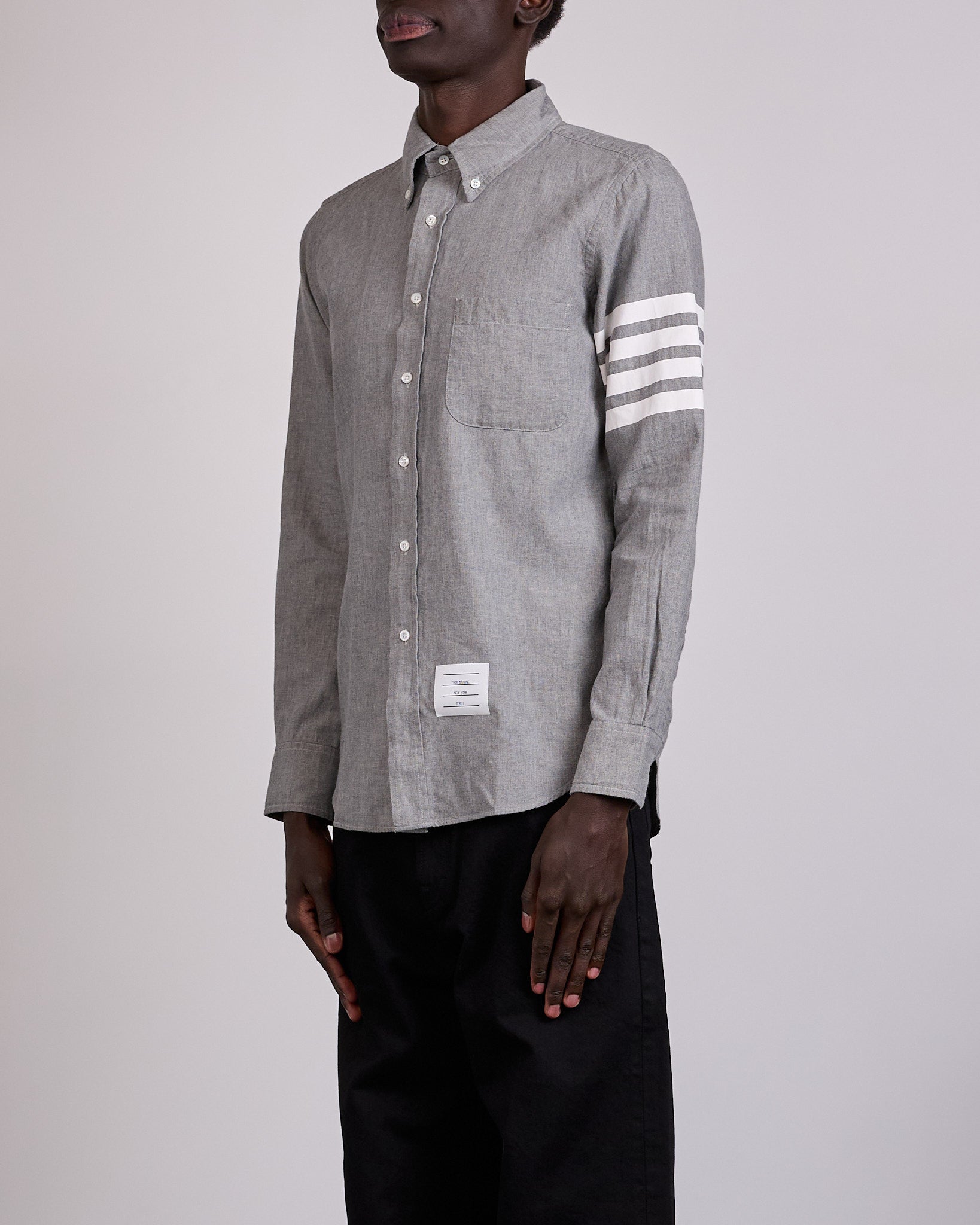 Thom Browne Classic Straight Fit 4 Bar Button Shirt Chambray Med