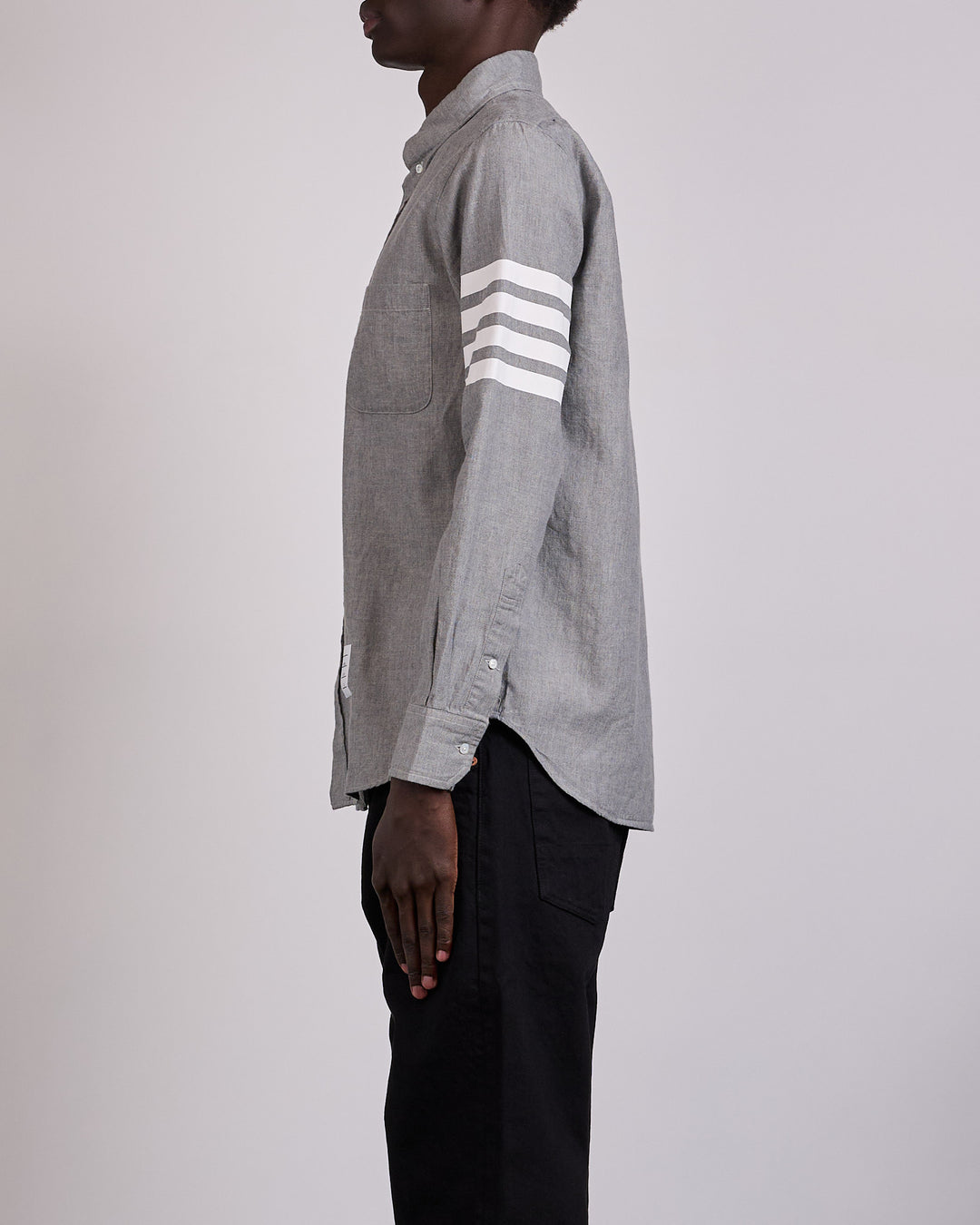 Thom Browne Classic Straight Fit 4 Bar Button Shirt Chambray Med Grey