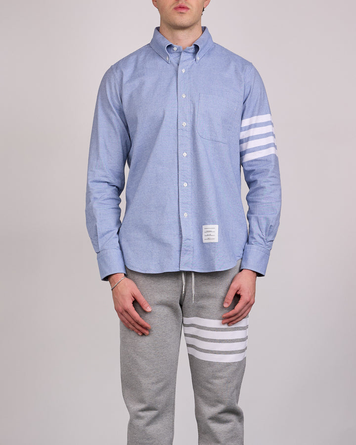 Thom Browne Classic Straight Fit 4 Bar Button Shirt Flannel Light Blue