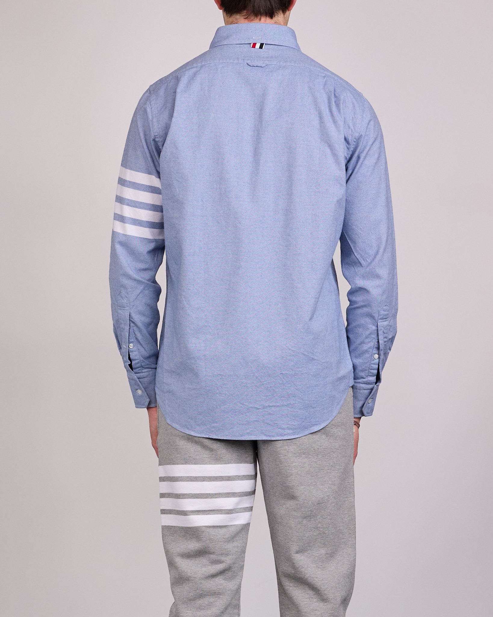 Thom Browne Classic Straight Fit 4 Bar Button Shirt Flannel Light