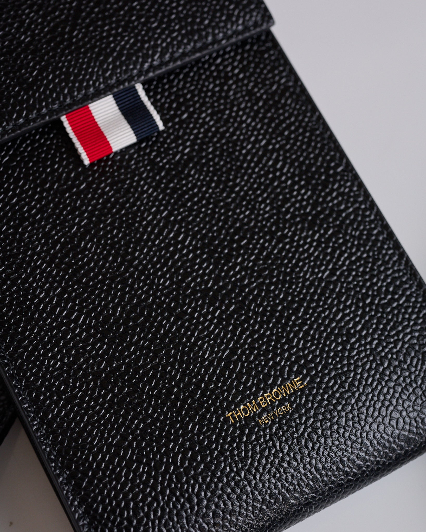 Thom Browne Crossbody Phone Holder Pebble Grain Leather Black