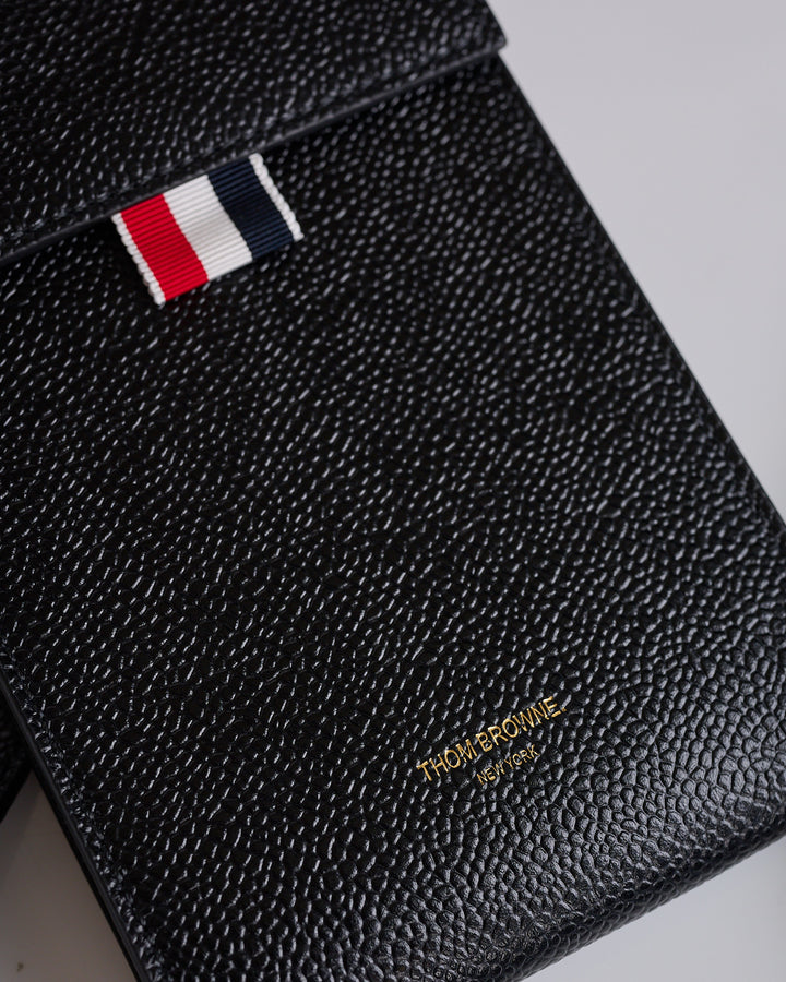 Thom Browne Crossbody Phone Holder Pebble Grain Leather Black