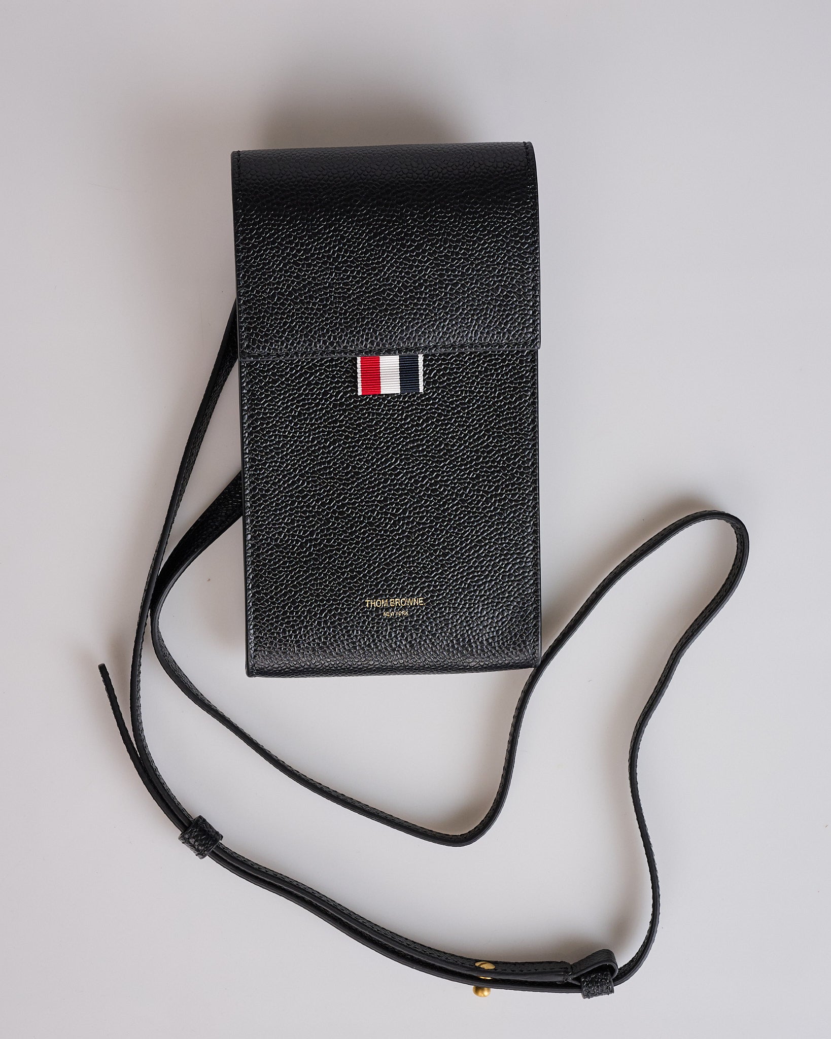 Thom Browne Crossbody Phone Holder Pebble Grain Leather Black