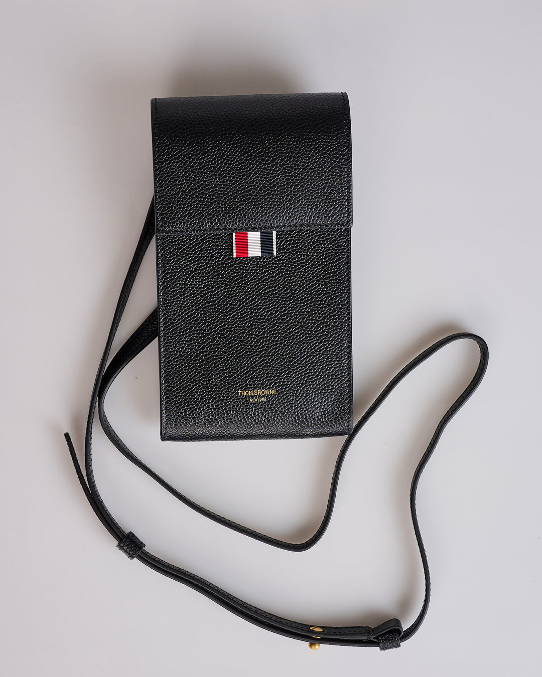 Thom Browne Crossbody Phone Holder Pebble Grain Leather Black