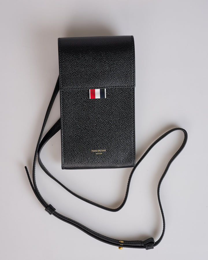 Thom Browne Crossbody Phone Holder Pebble Grain Leather Black