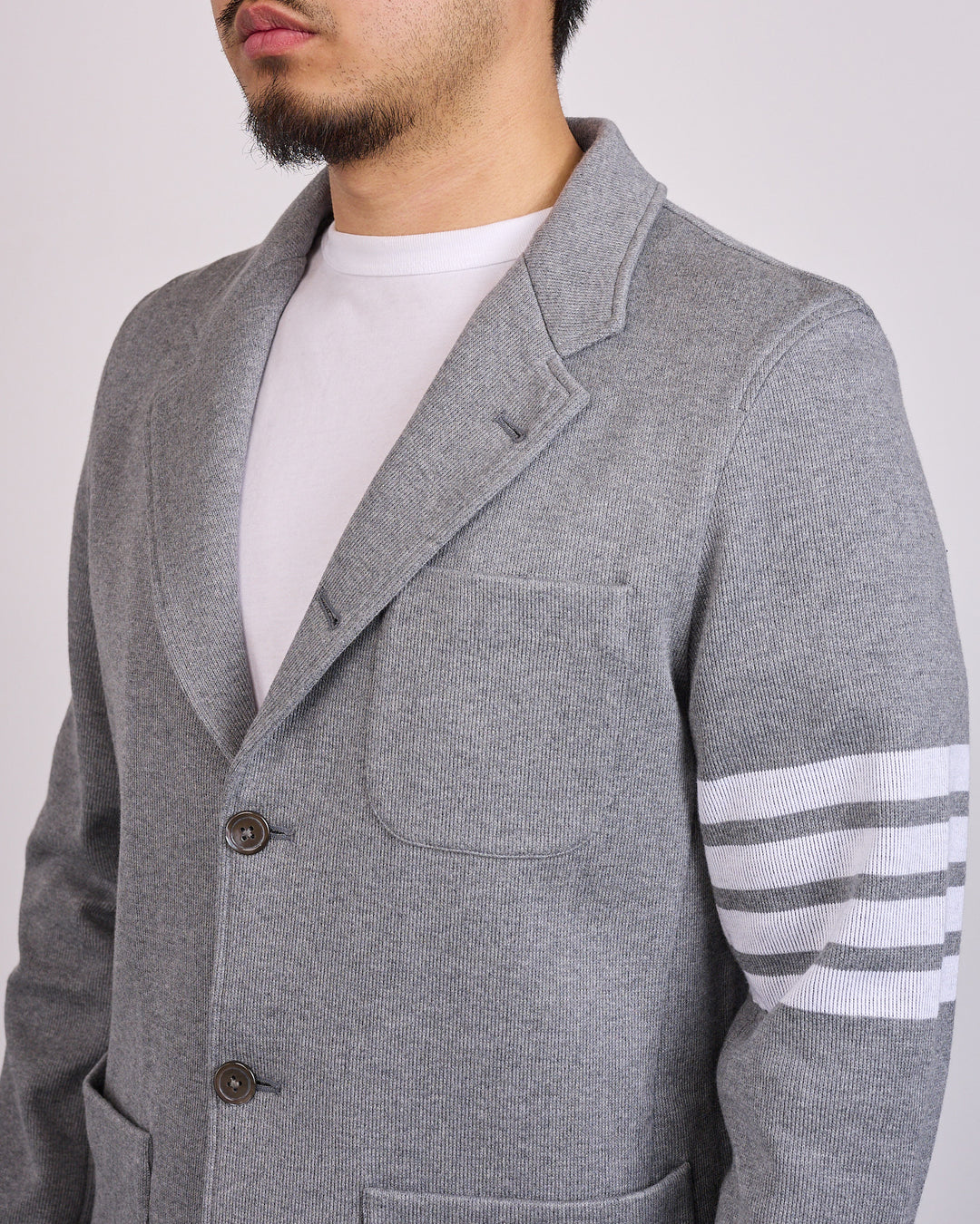 Thom Browne Double Face Knit 4 Bar Sack Jacket Med Grey
