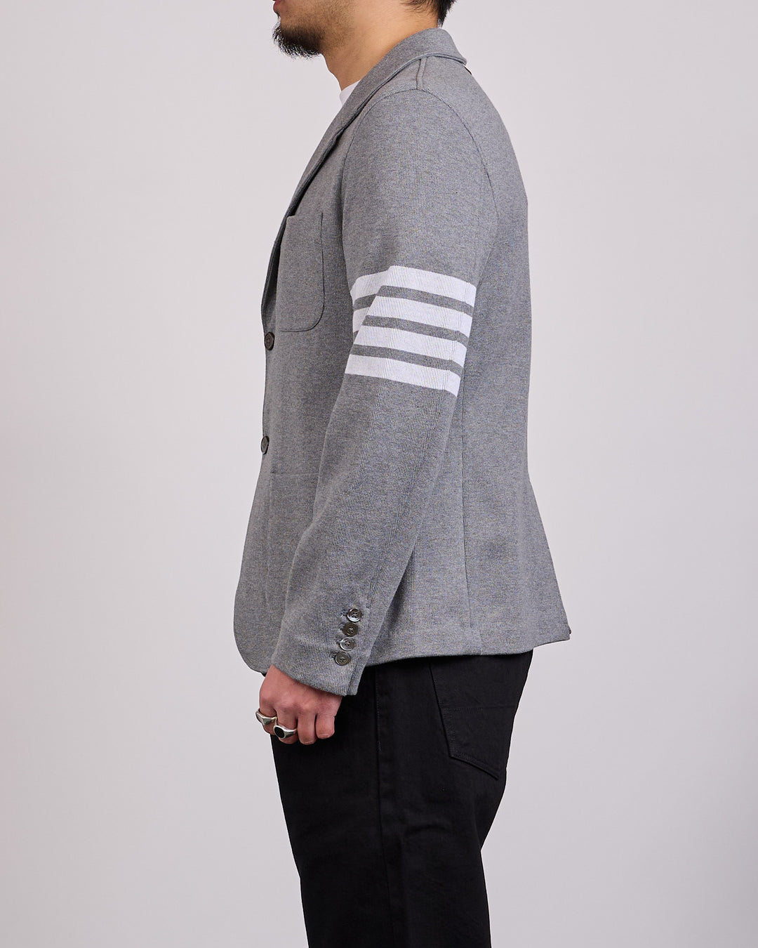 Thom Browne Double Face Knit 4 Bar Sack Jacket Med Grey