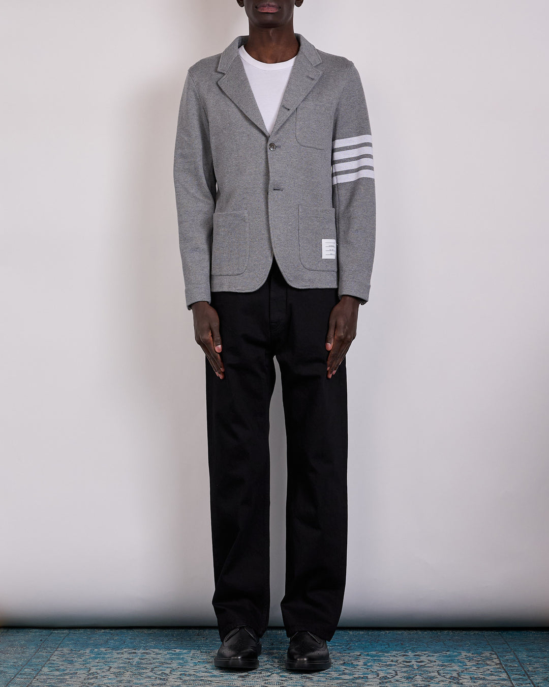 Thom Browne Double Face Knit 4 Bar Sack Jacket Med Grey