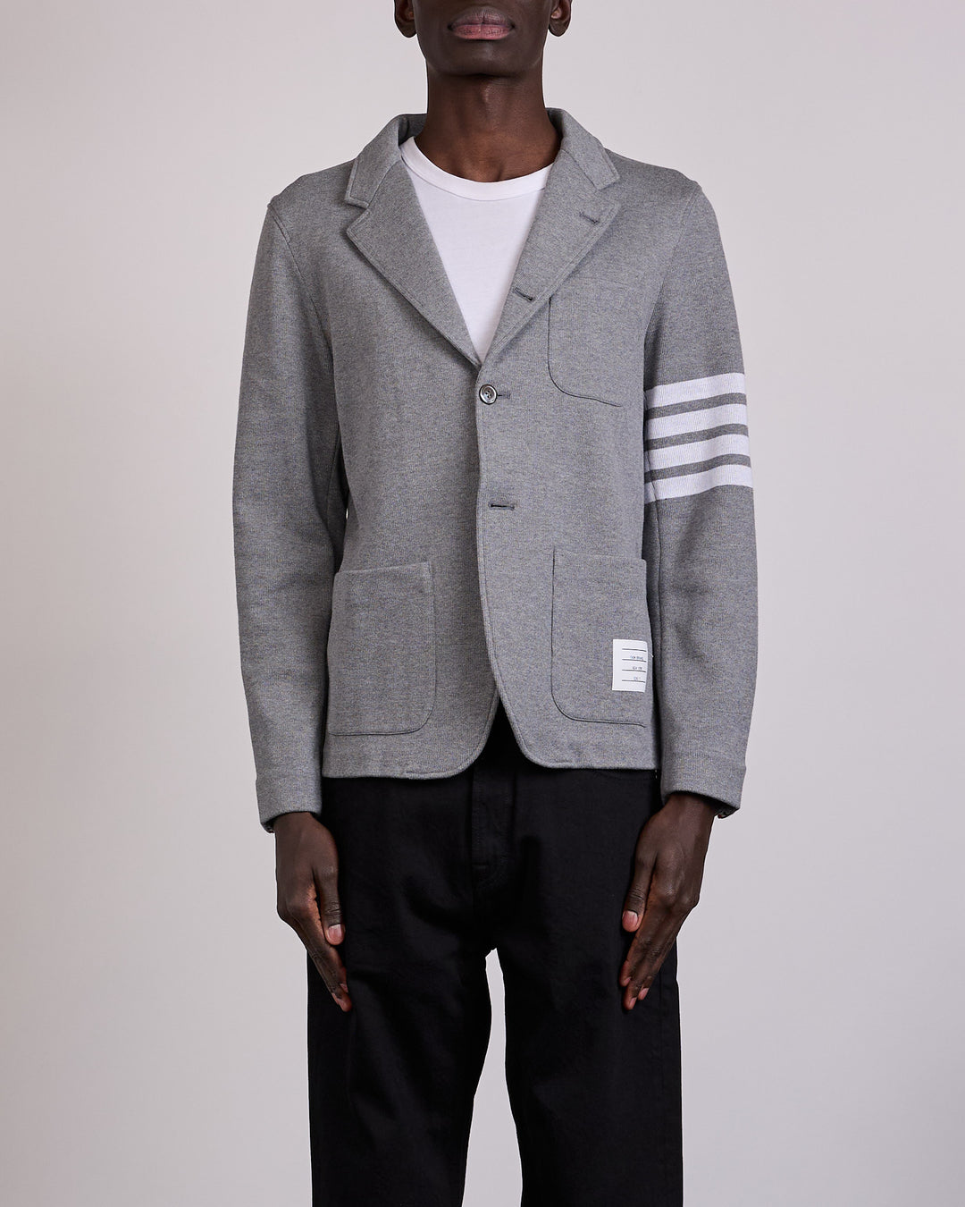 Thom Browne Double Face Knit 4 Bar Sack Jacket Med Grey