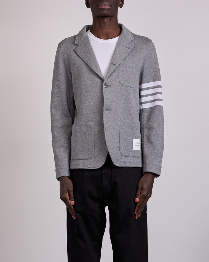 Thom Browne Double Face Knit 4 Bar Sack Jacket Med Grey