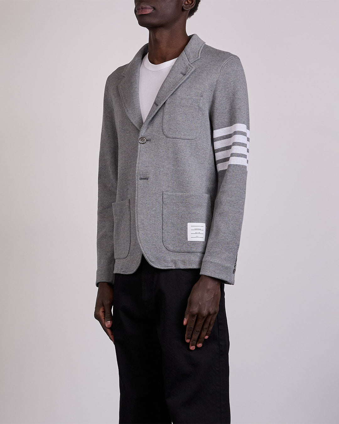 Thom Browne Double Face Knit 4 Bar Sack Jacket Med Grey