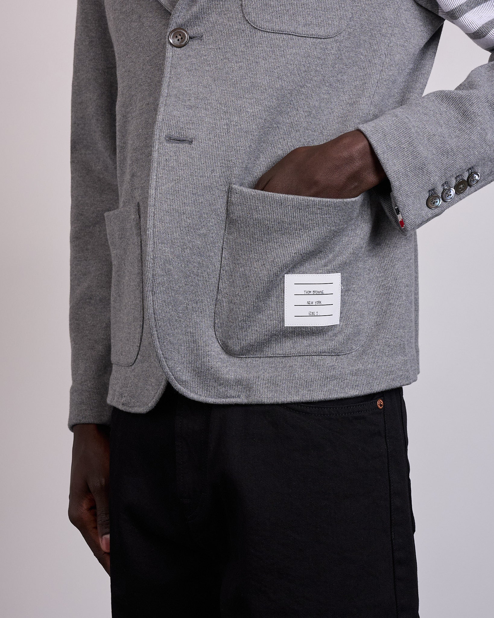 Thom Browne Double Face Knit 4 Bar Sack Jacket Med Grey – LESS 17