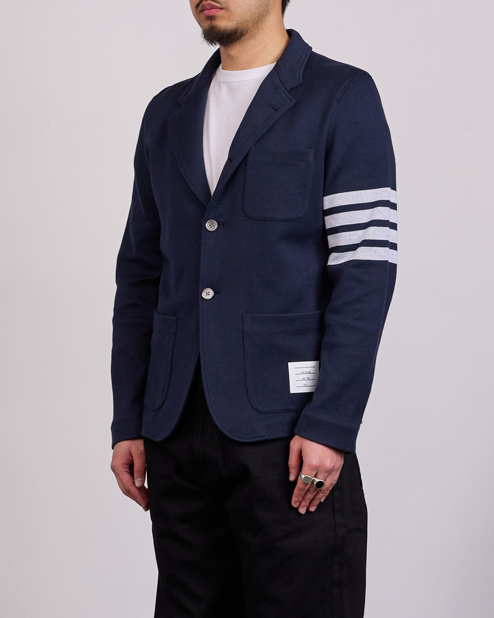 Thom Browne Double Face Knit 4 Bar Sack Jacket Navy