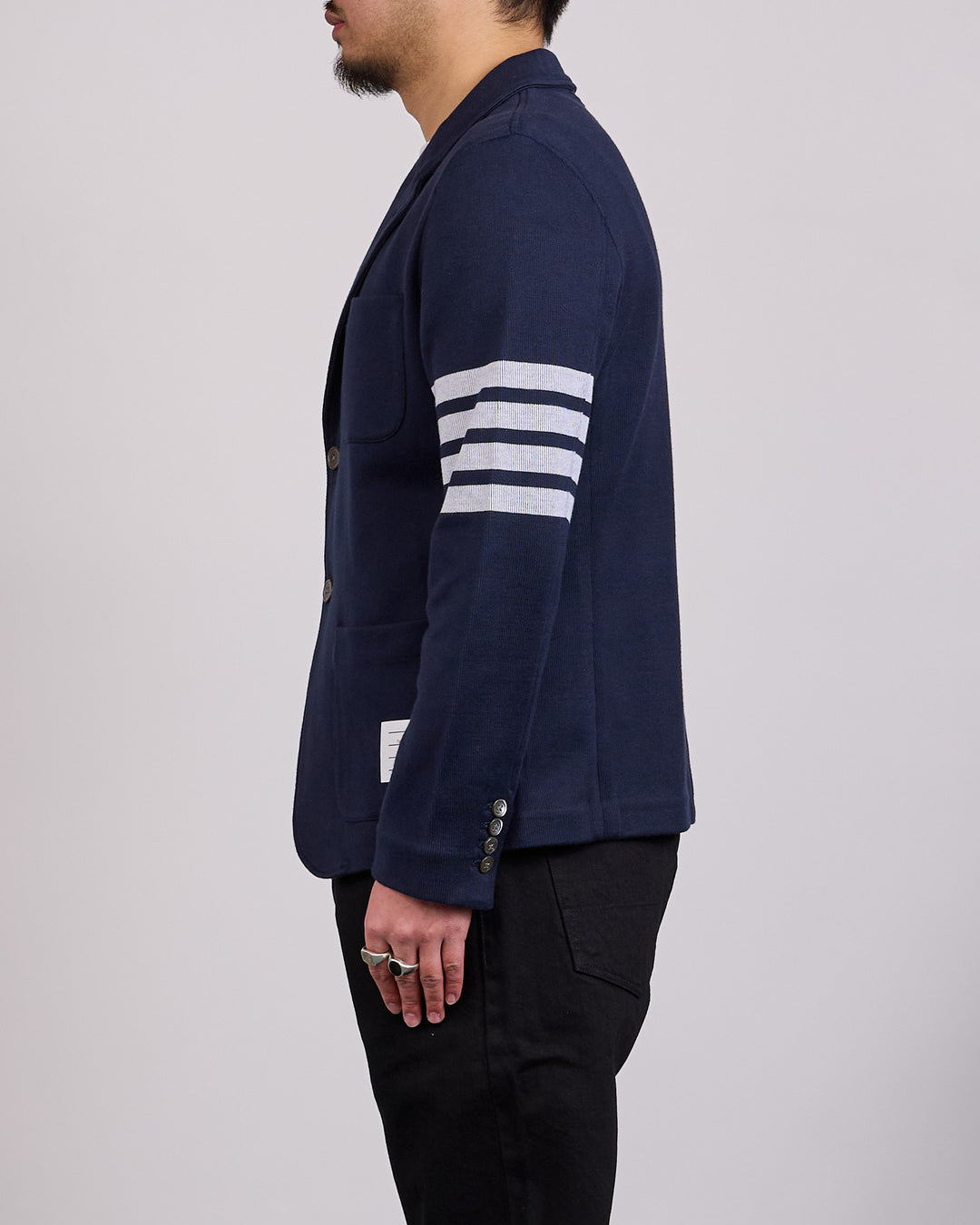 Thom Browne Double Face Knit 4 Bar Sack Jacket Navy