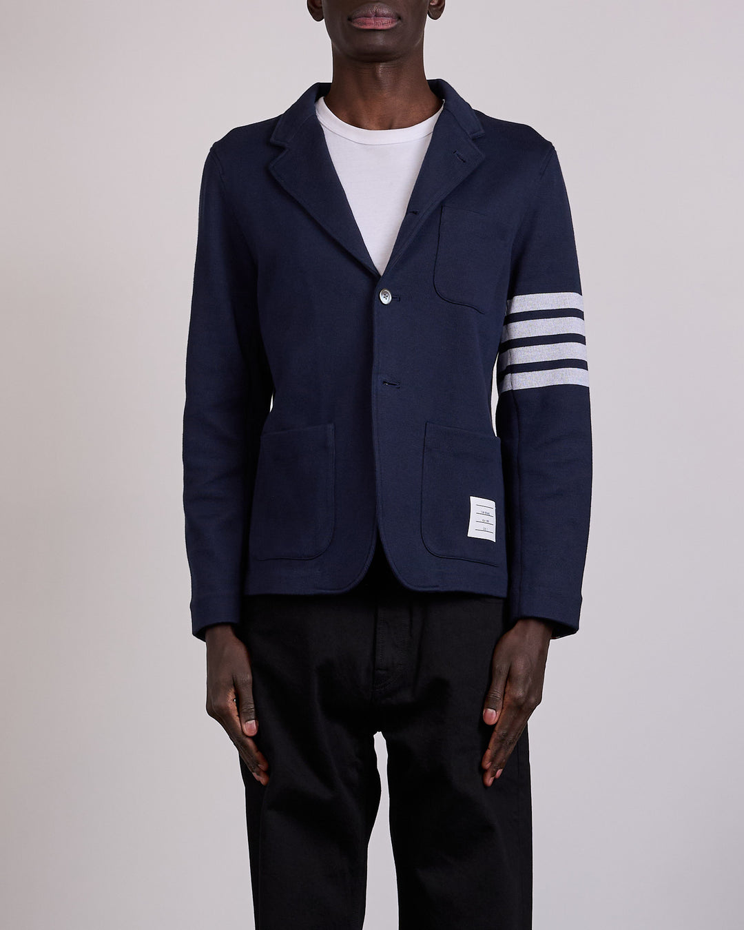 Thom Browne Double Face Knit 4 Bar Sack Jacket Navy