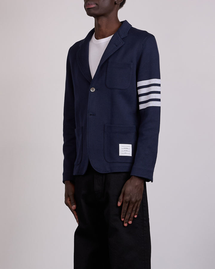 Thom Browne Double Face Knit 4 Bar Sack Jacket Navy