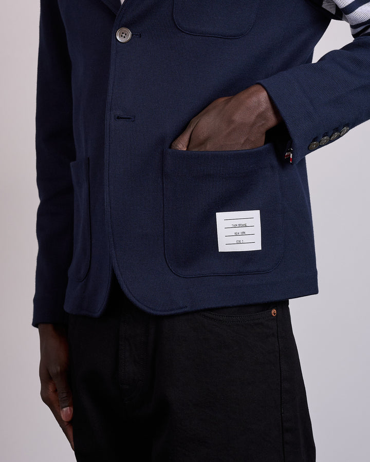 Thom Browne Double Face Knit 4 Bar Sack Jacket Navy