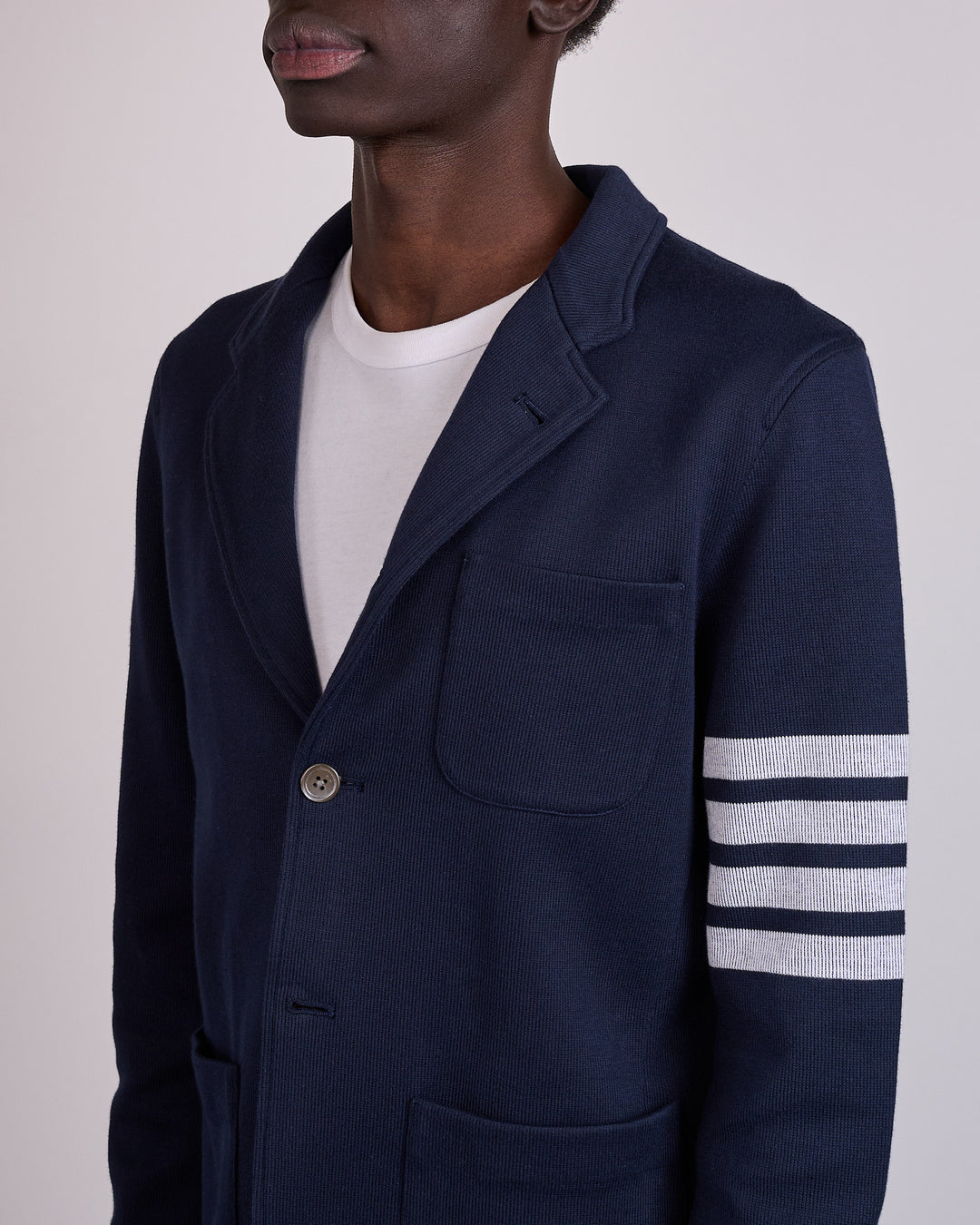 Thom Browne Double Face Knit 4 Bar Sack Jacket Navy