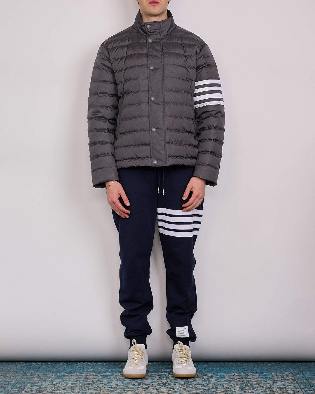 Thom Browne Lightweight Downfill 4 Bar Ripstop Jacket Dark Grey