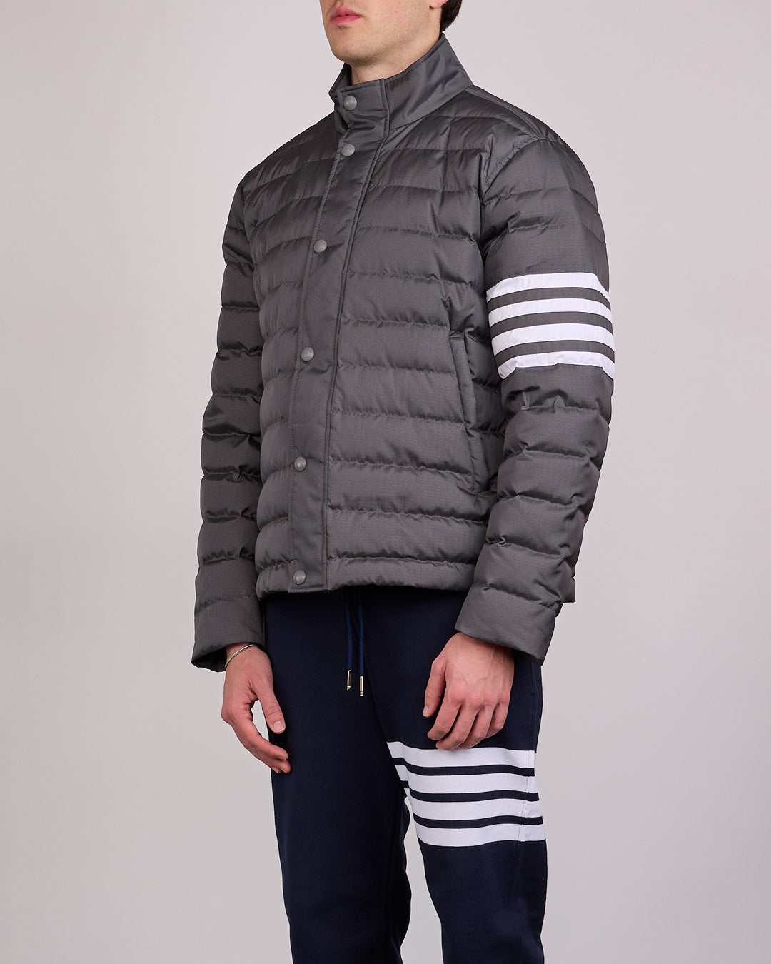 Thom Browne Lightweight Downfill 4 Bar Ripstop Jacket Dark Grey