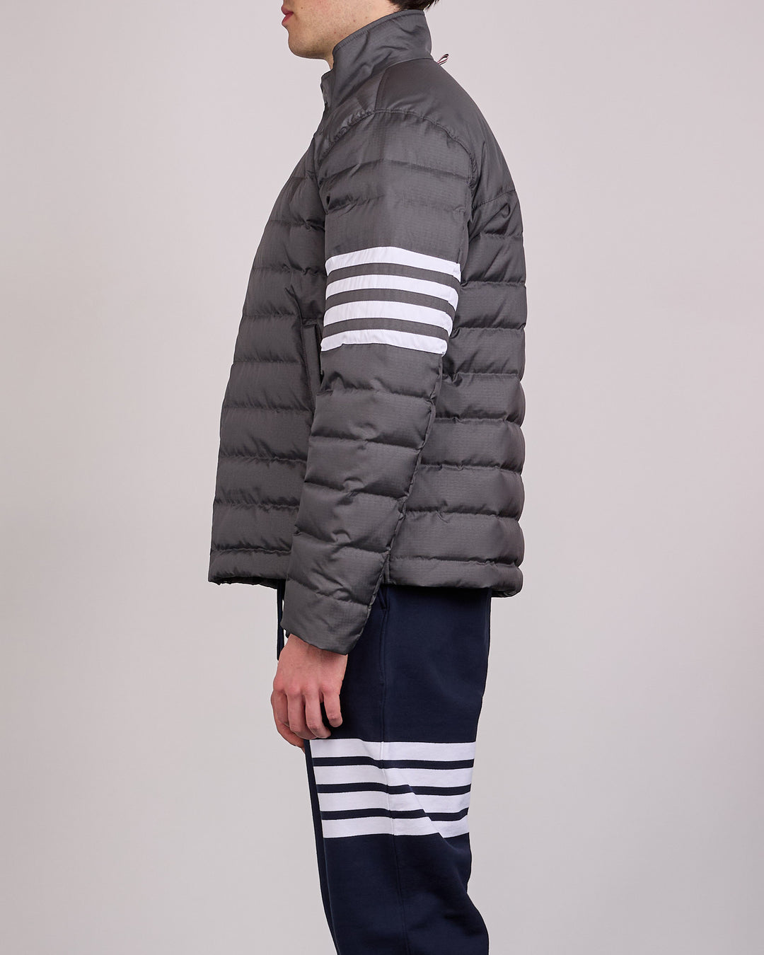 Thom Browne Lightweight Downfill 4 Bar Ripstop Jacket Dark Grey