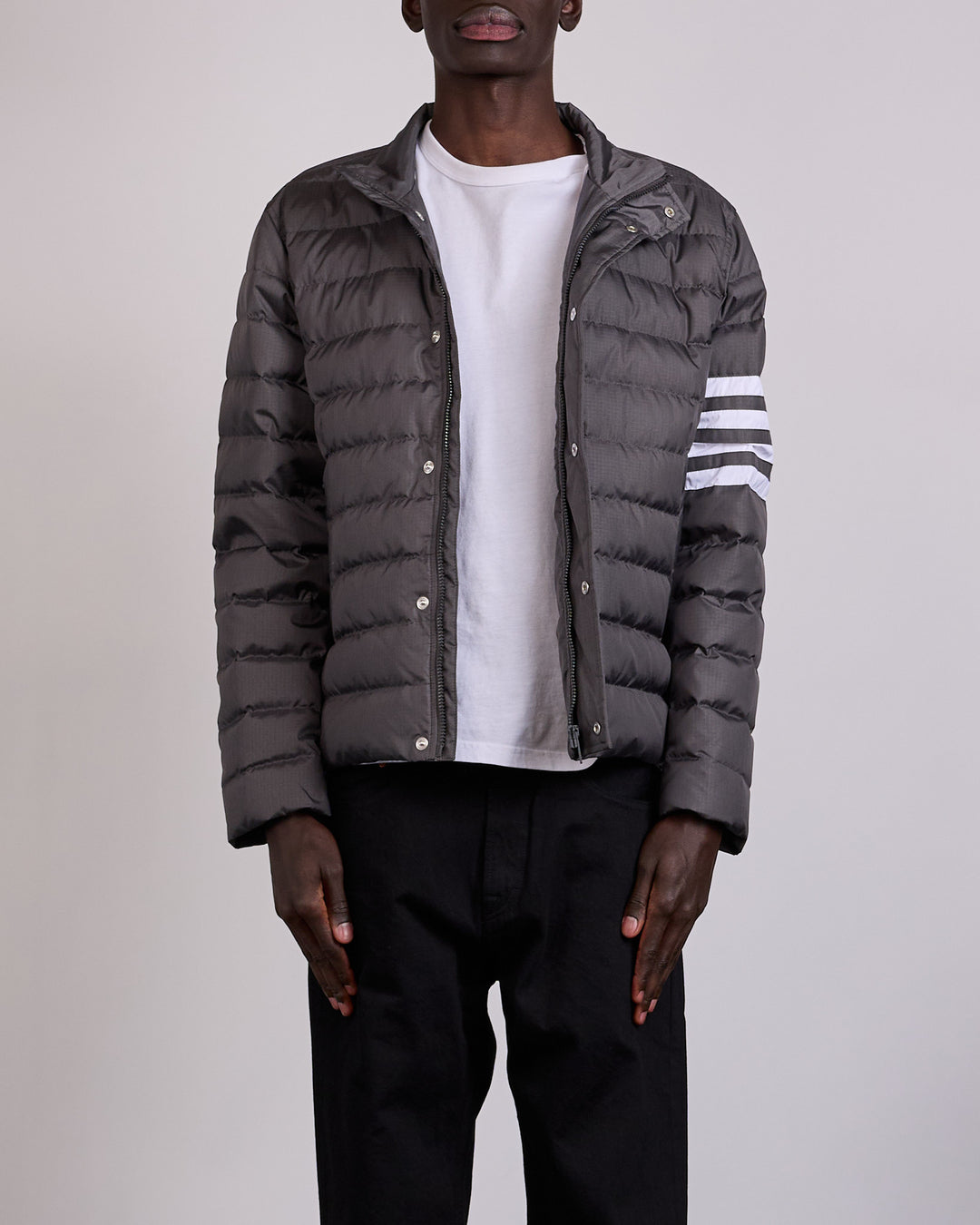 Thom Browne Lightweight Downfill 4 Bar Ripstop Jacket Dark Grey