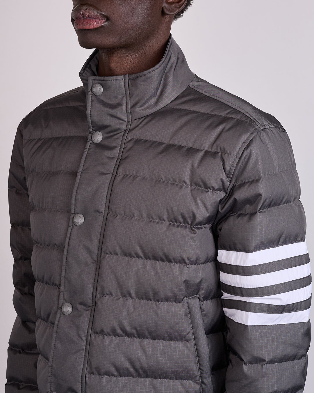 Thom Browne Lightweight Downfill 4 Bar Ripstop Jacket Dark Grey