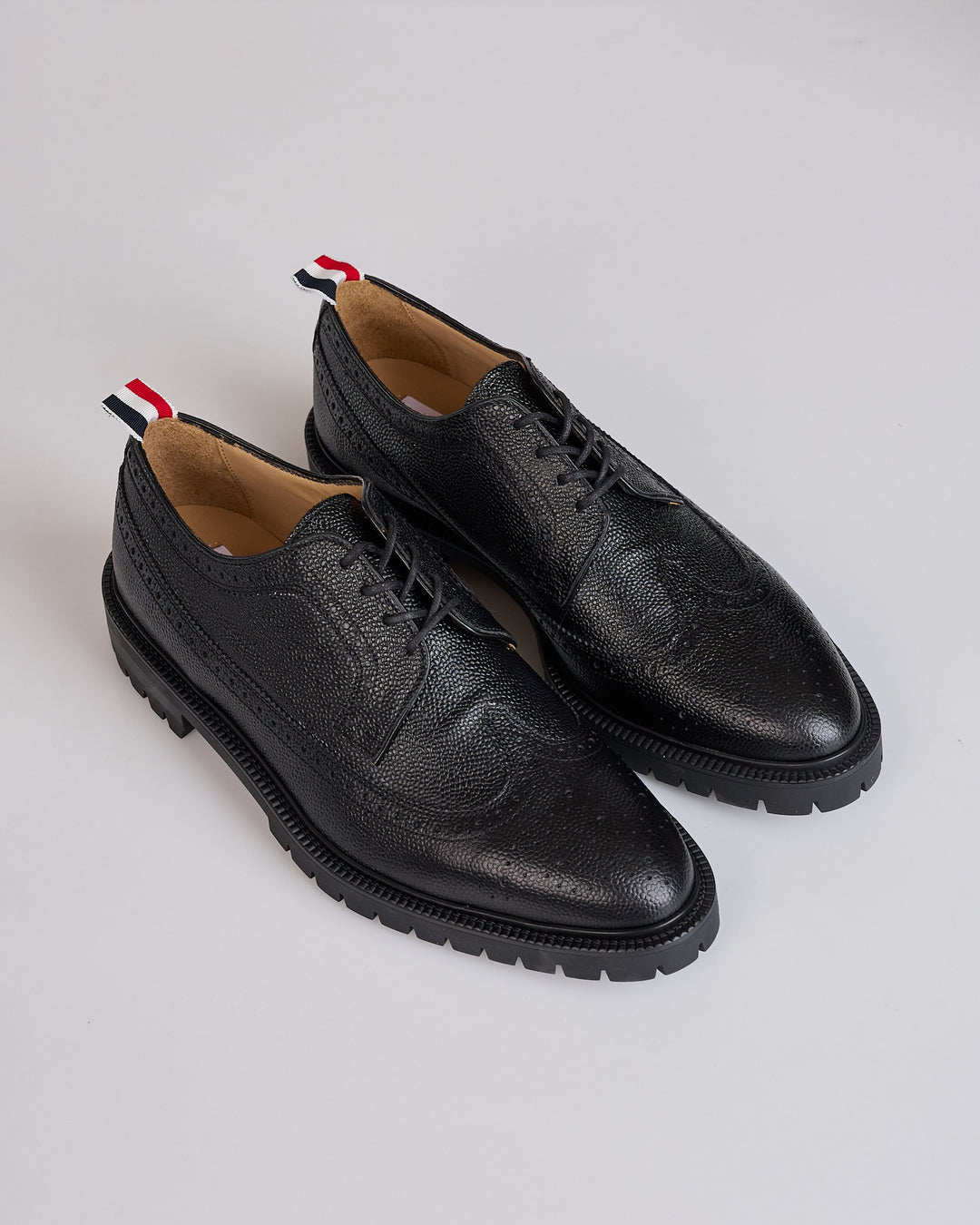 Thom Browne Longwing Commando Sole Brogue Pebble Leather Black