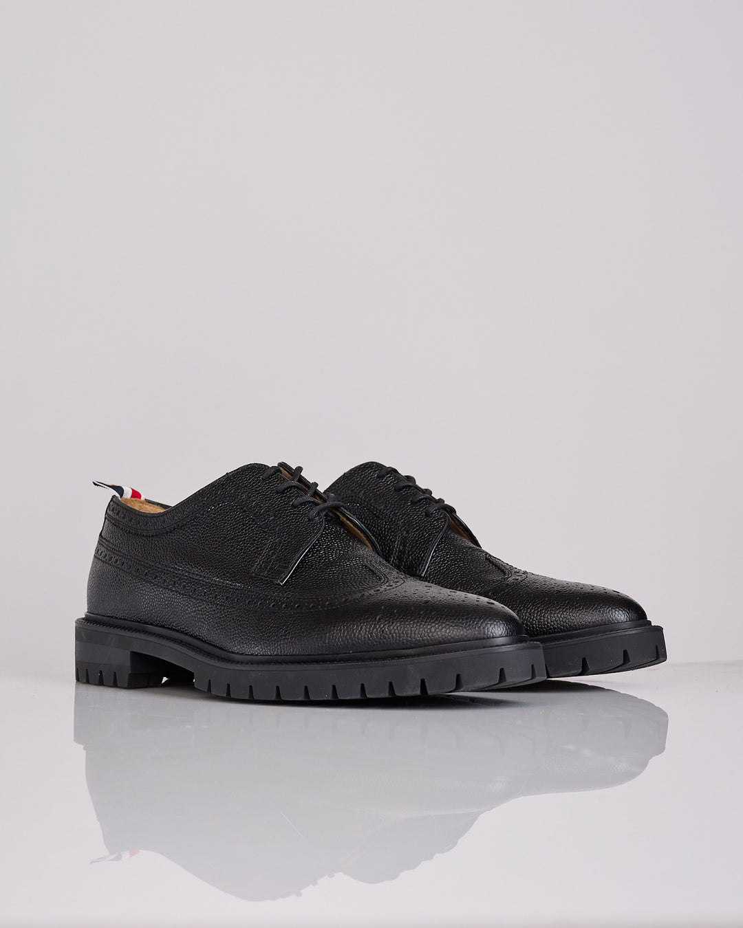 Thom Browne Longwing Commando Sole Brogue Pebble Leather Black