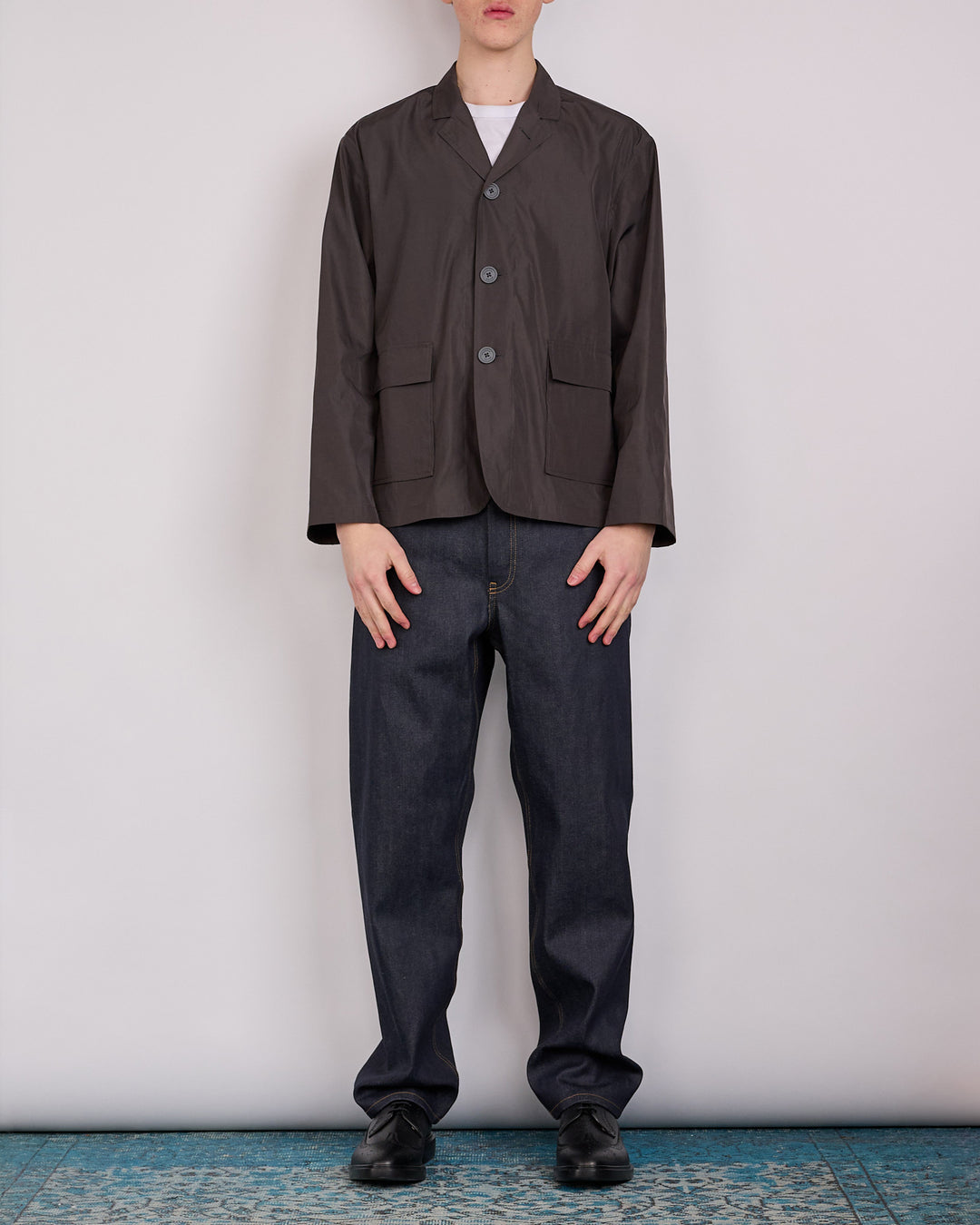 Thom Browne Packable Logo Sack Coat Dark Grey