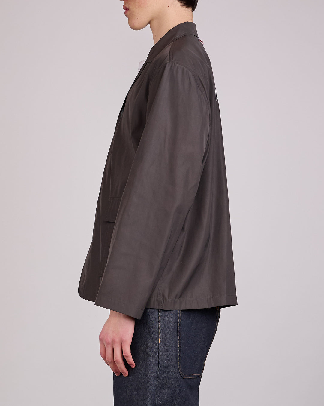 Thom Browne Packable Logo Sack Coat Dark Grey