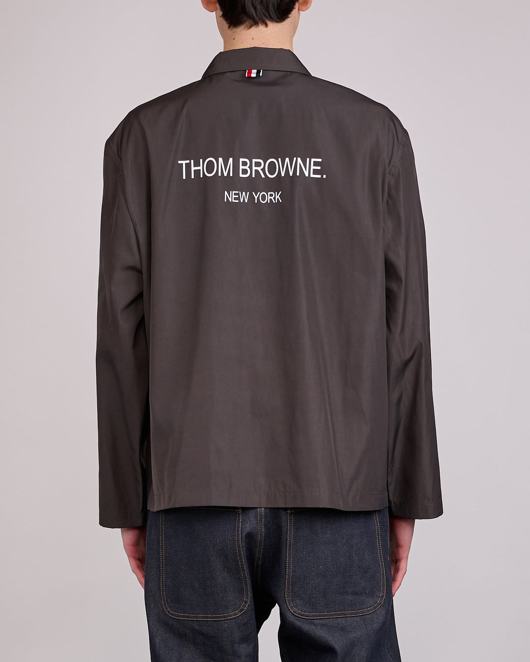 Thom Browne Packable Logo Sack Coat Dark Grey