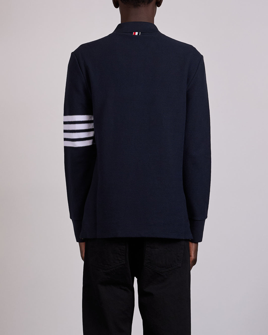 Thom Browne Pique Long Sleeve 4 Bar Polo Shirt Navy