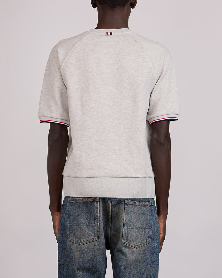 Thom Browne Pique Loopback Raglan RWB Tip T-Shirt Lt Grey