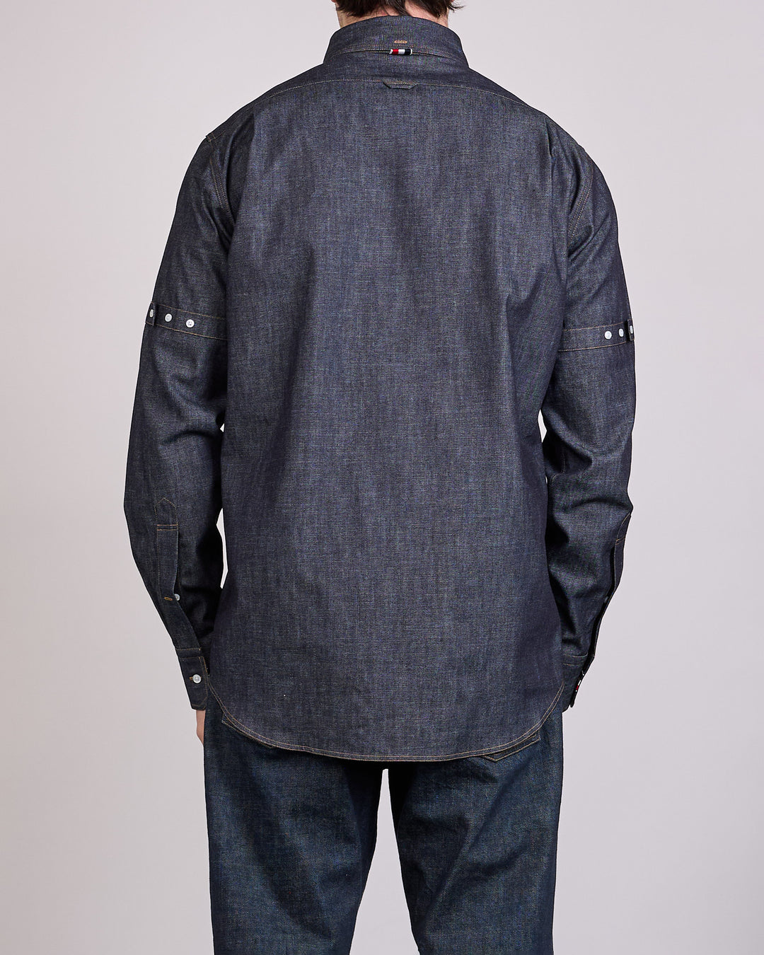 Thom Browne Straight Fit Denim Button Shirt Navy