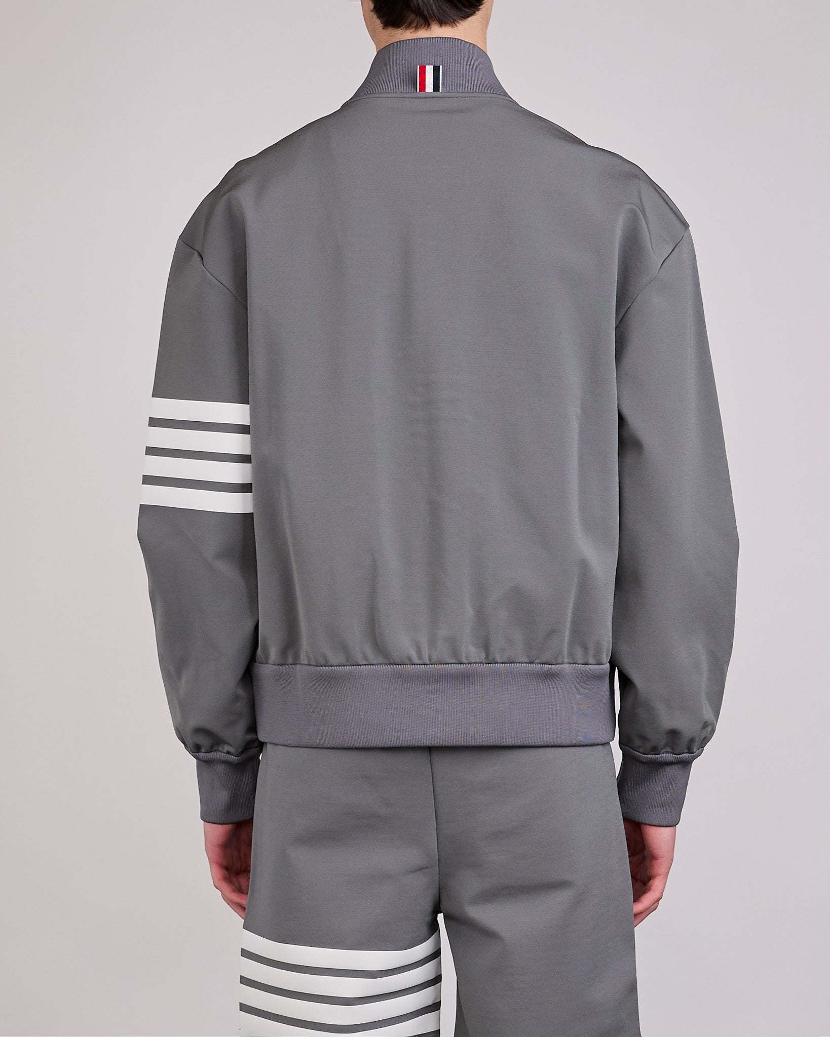 THOM BROWNE 4BAR MED GREY ジャケット　サイズ3 Thom Browne Tech Viscose 3M 4-Bar Bomber Jacket Med Grey – LESS 17