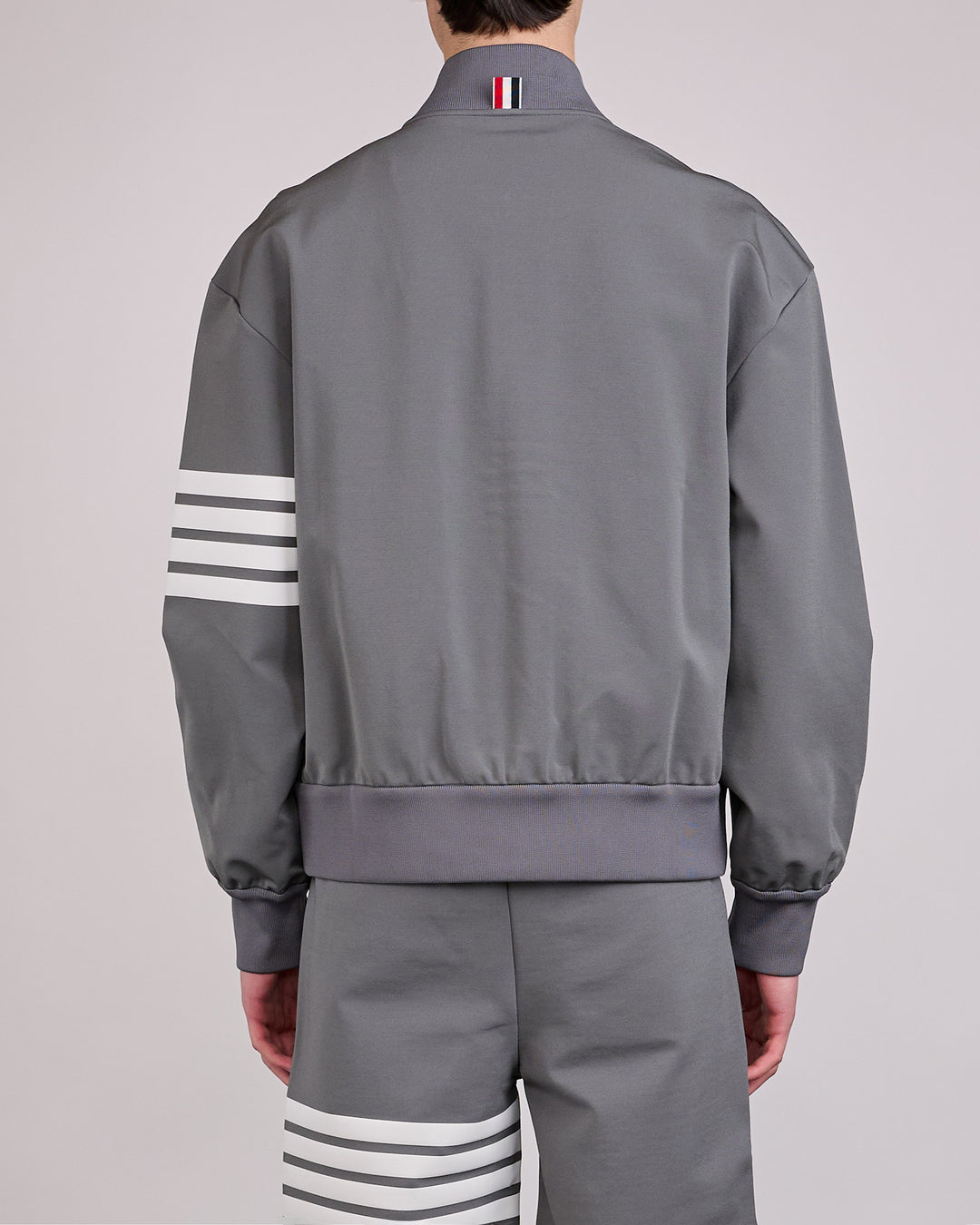 Thom Browne Tech Viscose 3M 4-Bar Bomber Jacket Med Grey