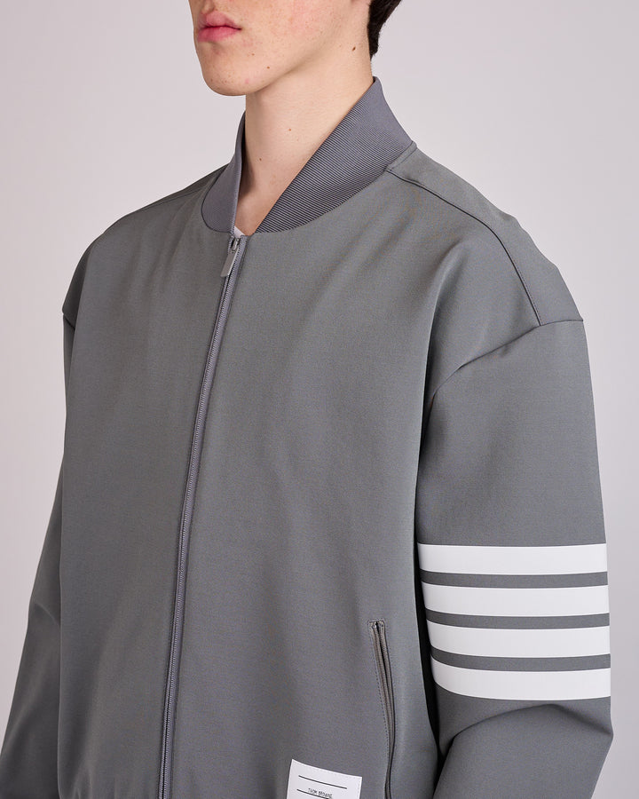 Thom Browne Tech Viscose 3M 4-Bar Bomber Jacket Med Grey