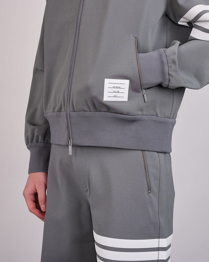 Thom Browne Tech Viscose 3M 4-Bar Bomber Jacket Med Grey